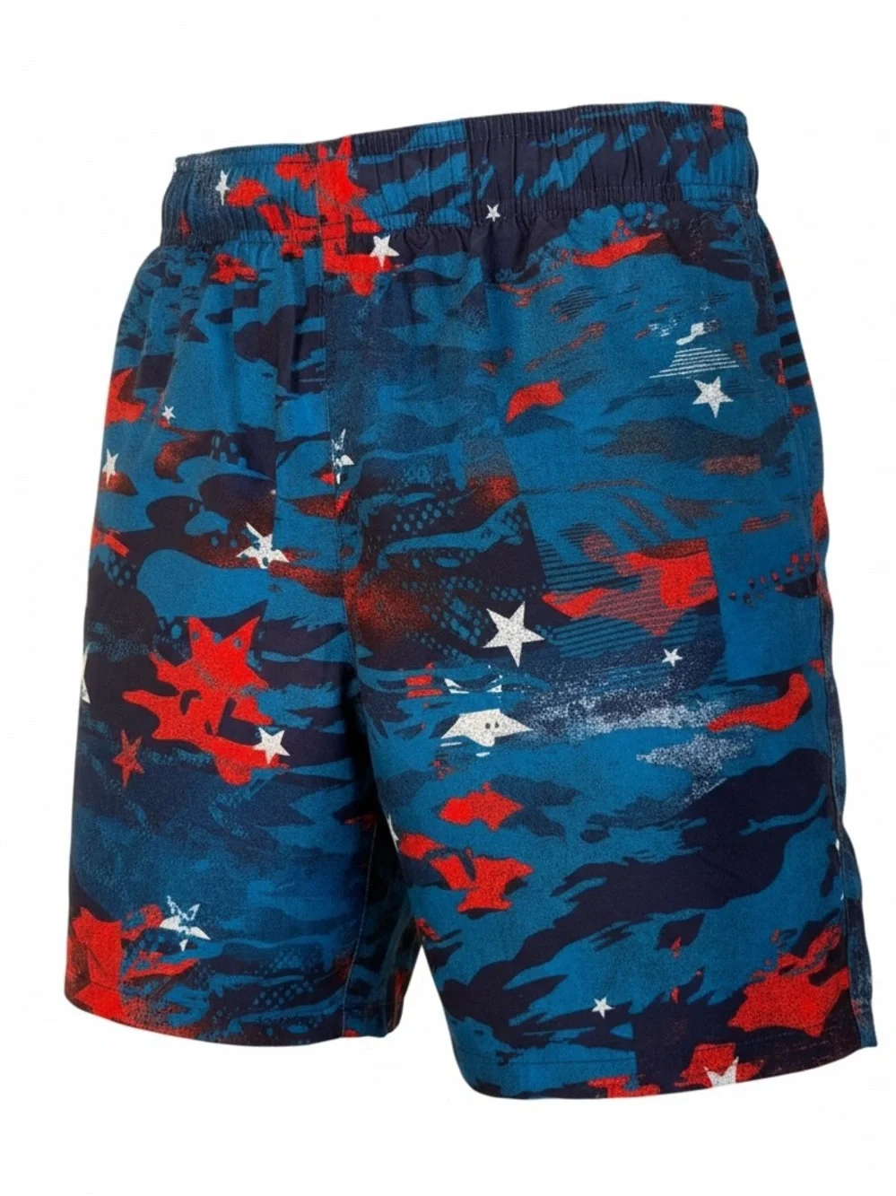 Hurley Blue Camo Swim Shorts with Red Star Accents NWT Size Medium Retail $40